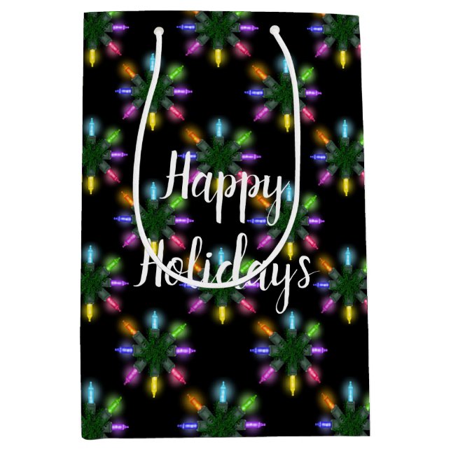 Colorful Holiday Lights Snowflake Medium Gift Bag (Front)