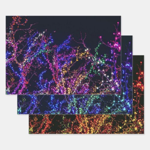 Colorful Holiday Lights Wrapping Paper Sheets