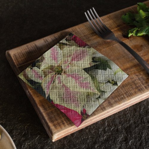 Colorful Holiday Poinsettias Floral Napkins