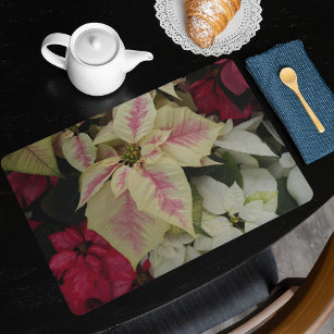 Colorful Holiday Poinsettias Floral Placemat