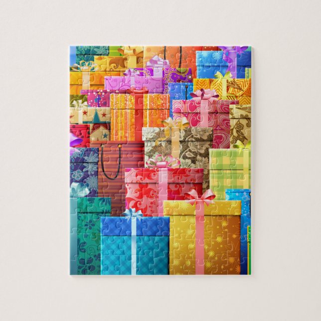 Colorful Holiday Presents Pattern Art Puzzle (Vertical)
