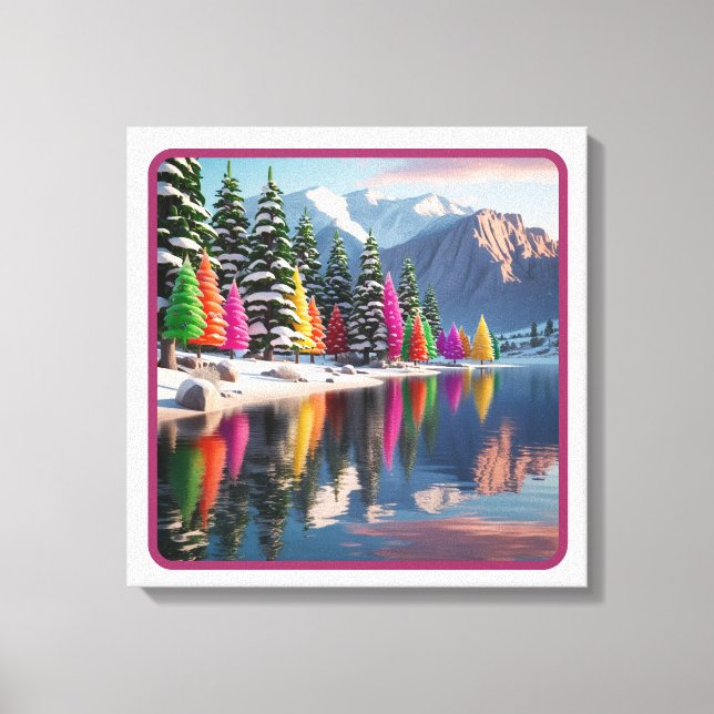 Colorful Holiday Reflections by the Lake Canvas Print (Front)