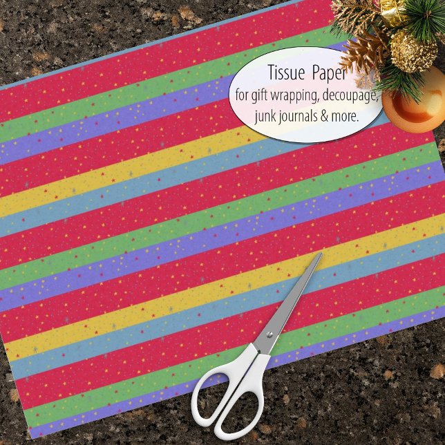 Colorful Holiday Stripes & StarsTissue Paper (Creator Uploaded)