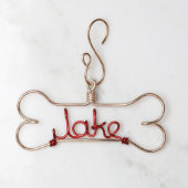 Colorful Holiday Wire Dog Bone Christmas Ornament (Front)