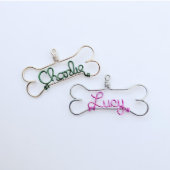 Colorful Holiday Wire Dog Bone Christmas Ornament (Front)