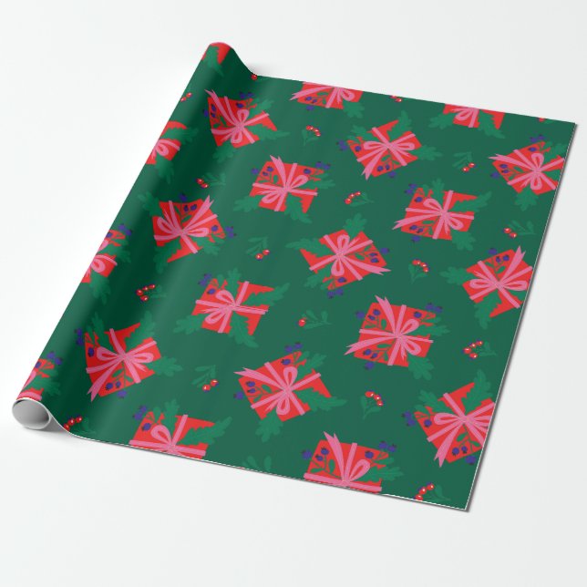Colorful Holiday Wrapping Paper (Unrolled)