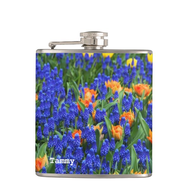 Colorful Holland Blub Flowers Custom Flask (Front)