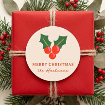 Colorful Holly Berries Personalized Christmas