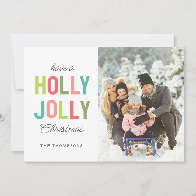 Colorful Holly Jolly| Christmas Photo Holiday Card (Front)
