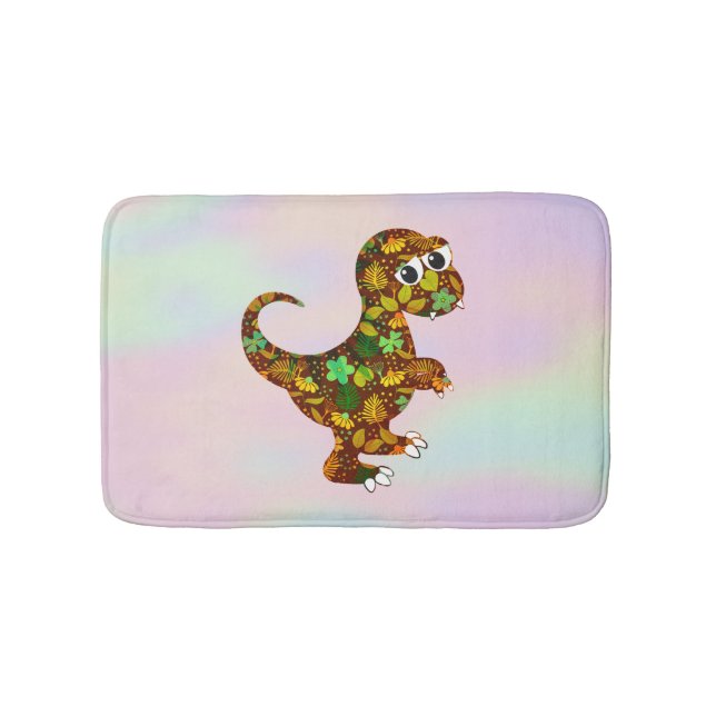 Colorful Hologram And Dinosaur Bath Mat (Front)