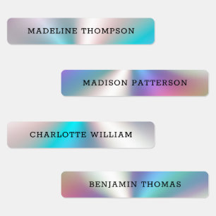 Colorful Hologram Metallic Waterproof Kids Name Labels