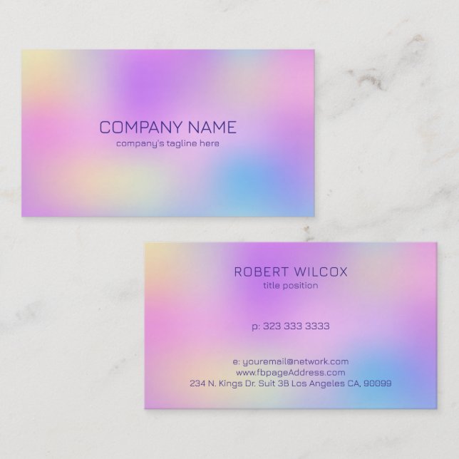Colorful holographic background business card (Front/Back)