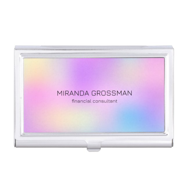 Colorful holographic background business card case (Front)