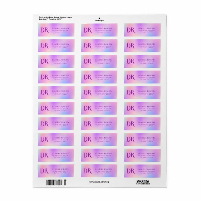 Colorful holographic background label (Full Sheet)