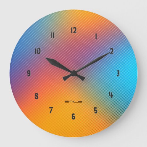 Colorful holographic background large clock