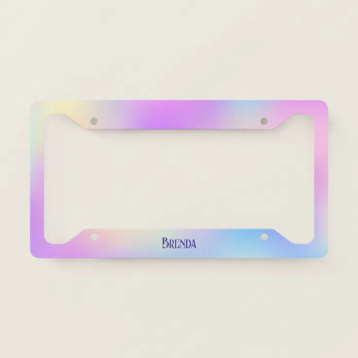 Colorful holographic background license plate frame | Zazzle