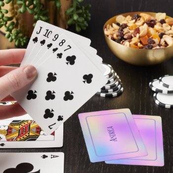 Colorful Holographic Background Playing Cards by artOnWear at Zazzle