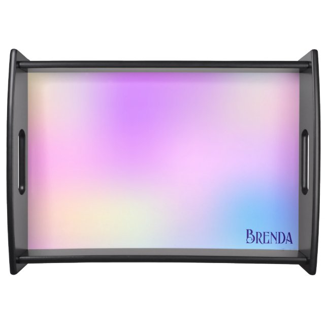 Colorful holographic background serving tray (Front)