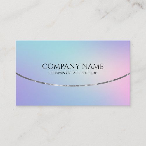 Colorful holographic background silver accent business card
