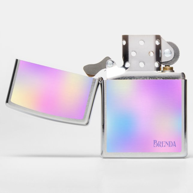 Colorful Holographic background Zippo Lighter (Opened)