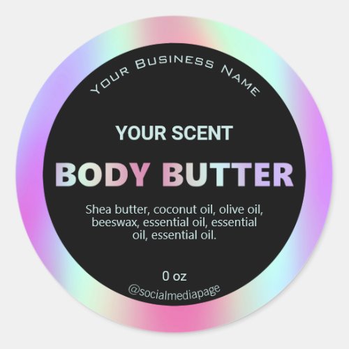 Colorful Holographic Body Butter Labels