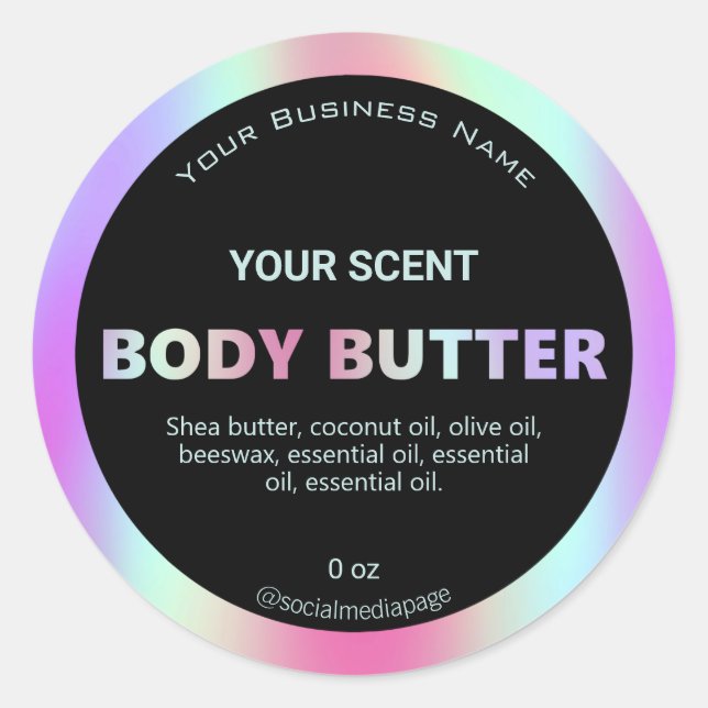 Colorful Holographic Body Butter Labels (Front)