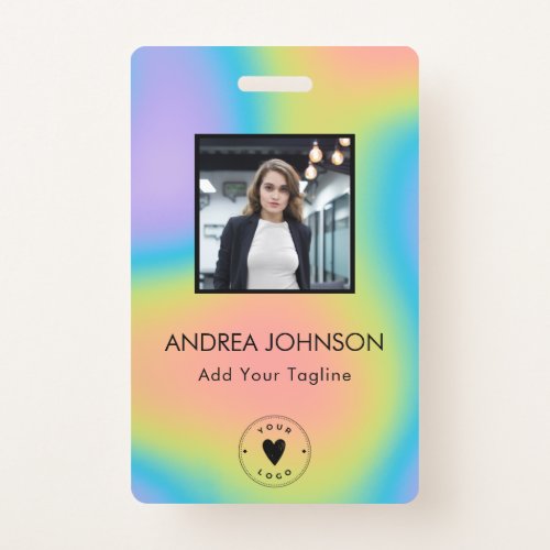 Colorful Holographic Employee Photo Logo Bar Code  Badge