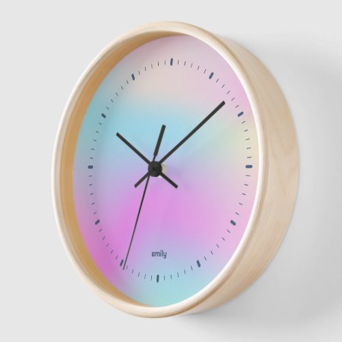 Colorful holographic iridescent background clock