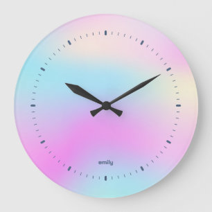 Colorful holographic iridescent background large clock