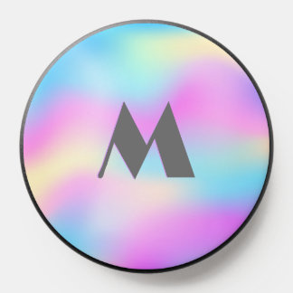 Colorful holographic iridescent background monogra PopSocket