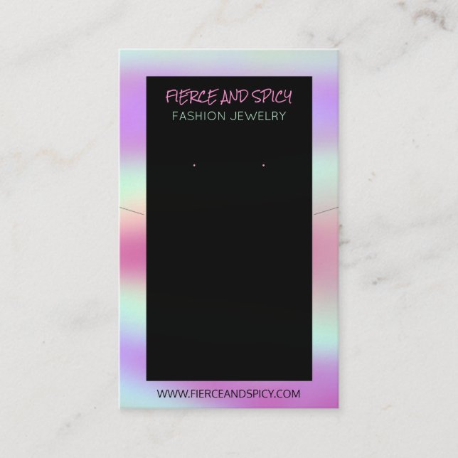 Colorful Holographic Necklace And Earring Display Business Card (Front)