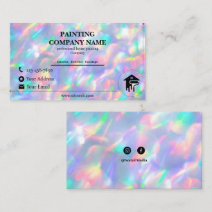 Colorful Holographic painter House Business Card