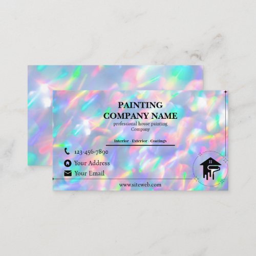Colorful Holographic painter House  Business Card