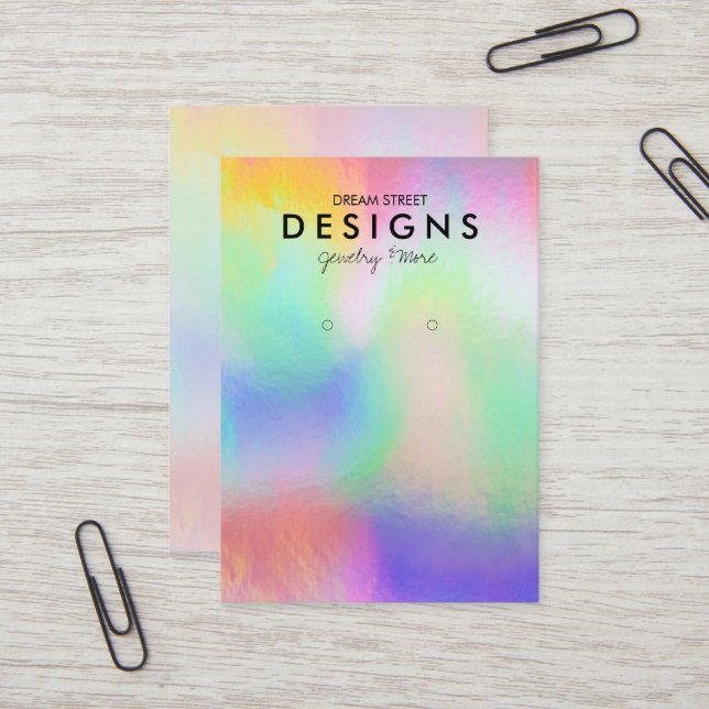 Colorful Holographic Trendy Earring Display Card (Front/Back In Situ)