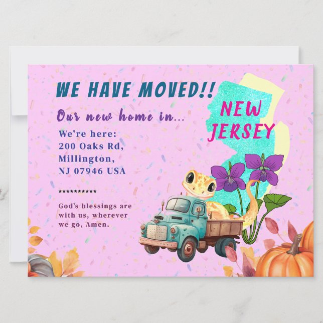 Colorful Home Moving Announcement - New Jersey (Front)