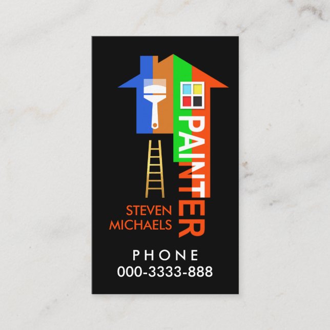 Colorful Home Painter Signage Business Card (Front)