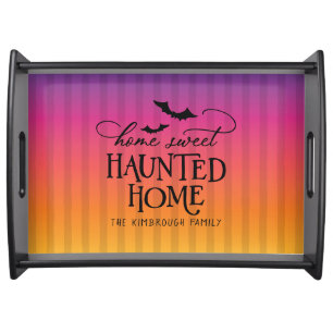 Colorful Home Sweet Haunted Home Halloween Serving Tray