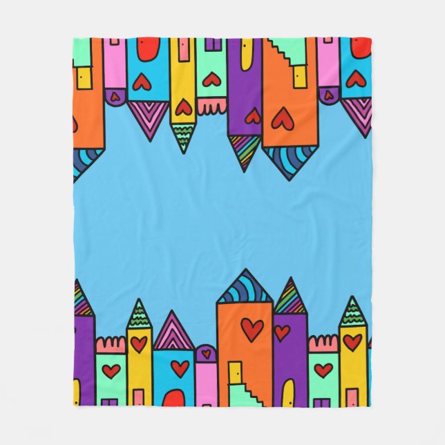 Colorful Homes Fleece Blanket (Front)