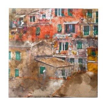 Colorful Homes In Cinque Terre Italy Ceramic Tile by bbourdages at Zazzle