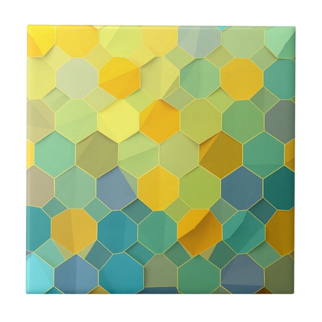 Colorful Honeycomb Geometric Pattern Ceramic Tile (Front)