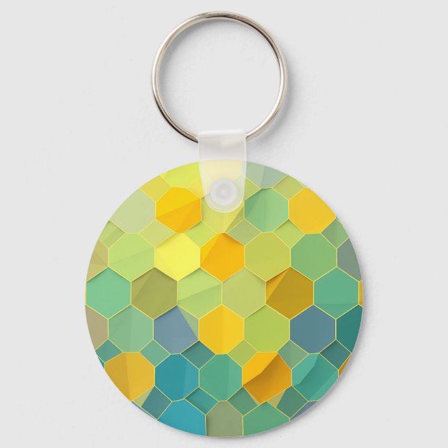 Colorful Honeycomb Geometric Pattern Keychain (Front)
