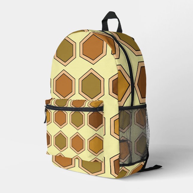 Colorful Honeycomb  Printed Backpack (Back Corner Right)