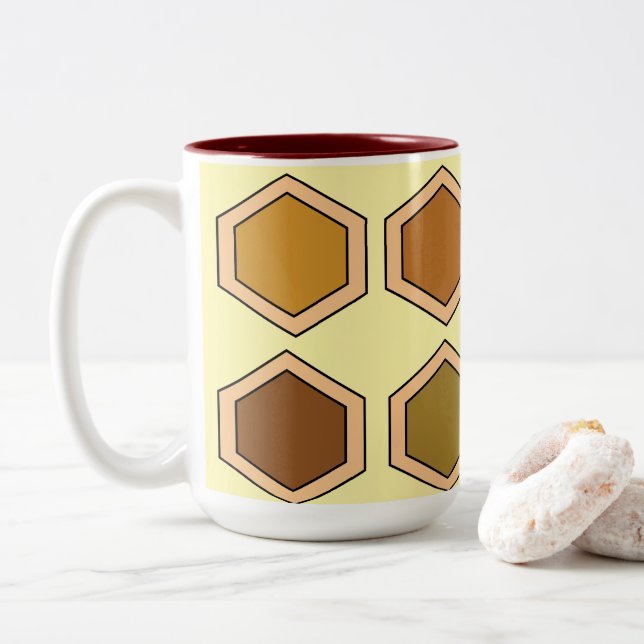 Colorful Honeycomb  Two-Tone Coffee Mug (With Donut)