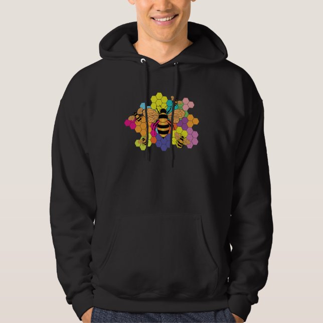 COLORFUL HONEYCOMB WITH QUEEN BEE HOODIE (Front)