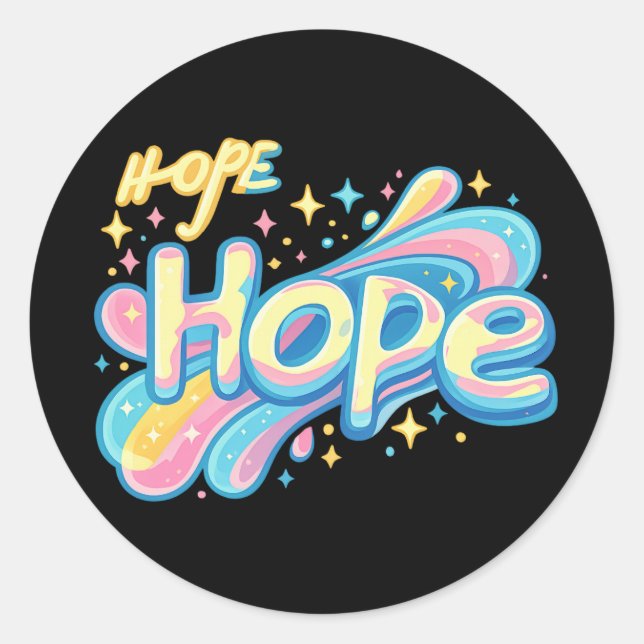 Colorful Hope Graffiti - Y2K Sparkle Aesthetic Classic Round Sticker (Front)