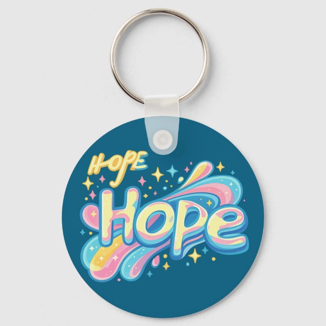 Colorful Hope Graffiti - Y2K Sparkle Aesthetic Keychain (Front)