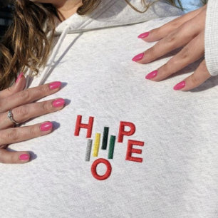 Colorful Hope Pocket embroidered Design Hoodie