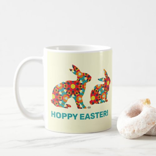 Colorful Hoppy Easter Bunny Coffee Mug