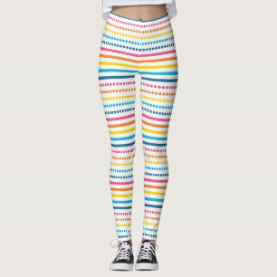 Colorful Horizontal Dotted Stripes Geometric Leggings