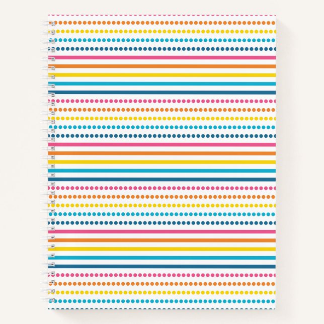 Colorful Horizontal Dotted Stripes Geometric Notebook (Front)